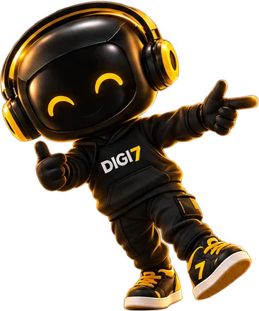 Digi7 mascot pointing at the contact form