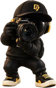 Digi7 mascot shooting with a camera