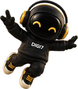 Digi7 mascot jumping and waving